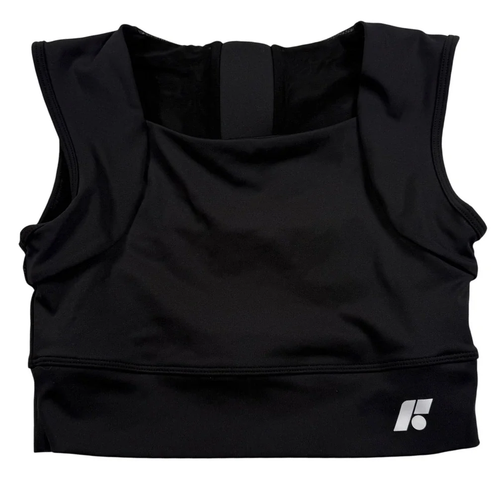 Forme Power Bra Womens Large Black Posture Correcting Mesh Back Athletic Gym